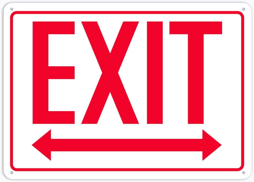 8"x12" Tin Metal Sign - Exit Safety Sign Two Way Arrows - Decorative Wall Sign For Home, Gate, Garden, Bars, Restaurants