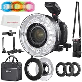 Godox R200 Ring Flash Head, R200 Ring Kit for AD200/200Pro Outdoor Portrait Shooting, Wedding Shooting with R200-CF Color Gels + RFT-25S Reflector Diffuser Dish + Honeycomb Grid 20° /30°/40°+CB56 Bag