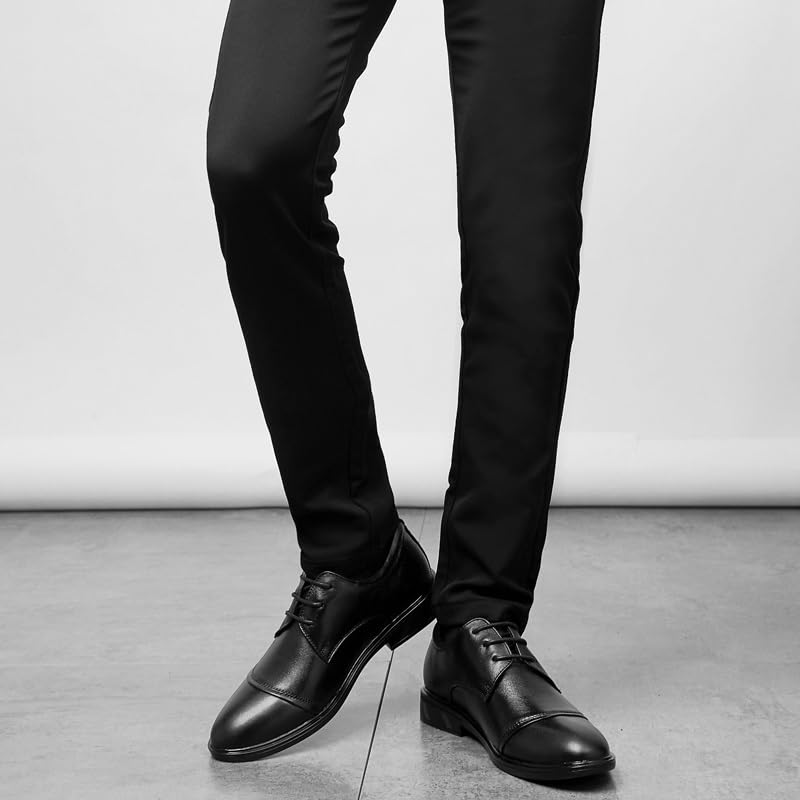 Dress Shoes for Men Lace Up Round Toe Genuine Leather Cap Toe Derby Shoes Block Heel Anti-Slip Non Slip Resistant Low Top Party4