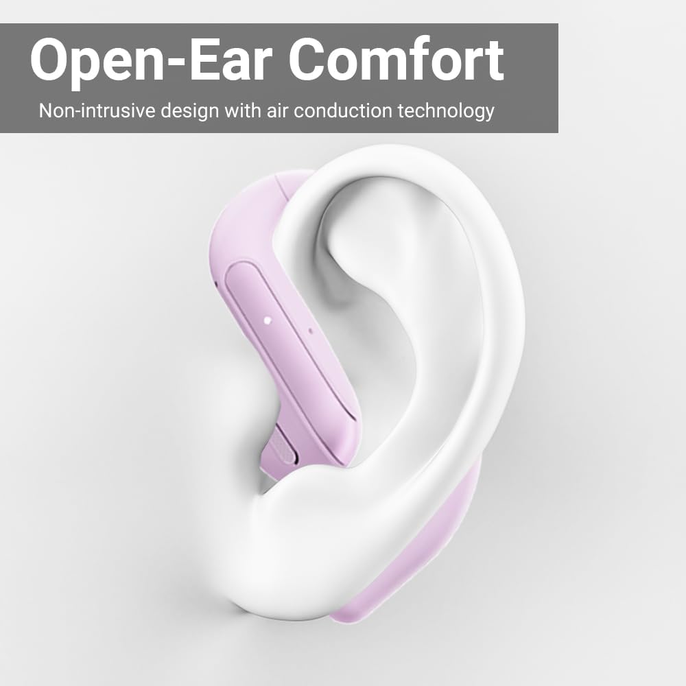 Open Ear Headphones Sport Ear-Buds,Wireless Earbuds Noise Cancelling Bluetooth Ear Buds in Ear Headphones, Stereo Deep Bass,Lightweight inear Earphones with Mic for iPhone Android Phone Purple image 7 of 8 B0FLN1X1V1