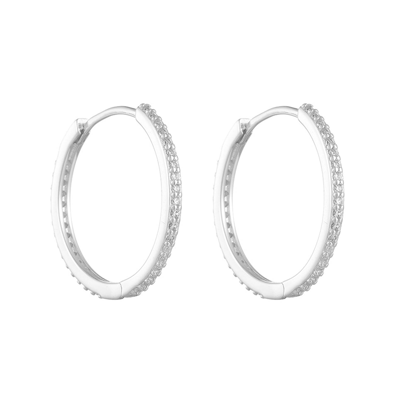 Kolczyki damskie kreole, żółte złoto 750 585 375, kolczyki ślubne, kolczyki damskie 20 mm, okrągły rząd Moissanite, kreolki, prawdziwa biżuteria ślubna, dla panny młodej, żółte złoto