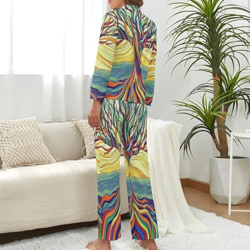 Pyjama femme ouvert devant à boutons ensemble confortable pour la nuit - 3
