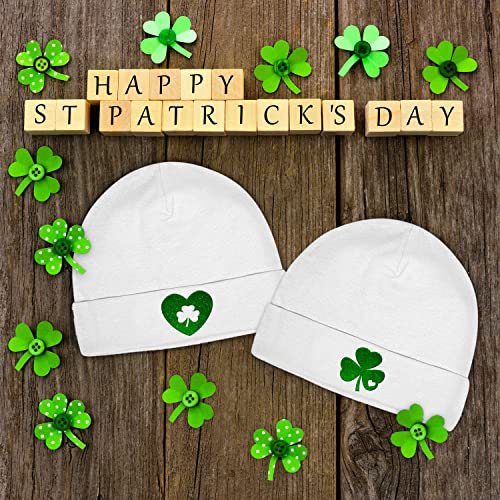 St. Patrick's Day Baby Beanies Gifts - 4 Design Options - Irish Day Boy Girl Babies Beanie - Saint Patricks Day Newborn Hat Gifts - Green Day Baby Outfit White Bebe Hats Glitter Shamrock Hat Heart C1 #TOP3
