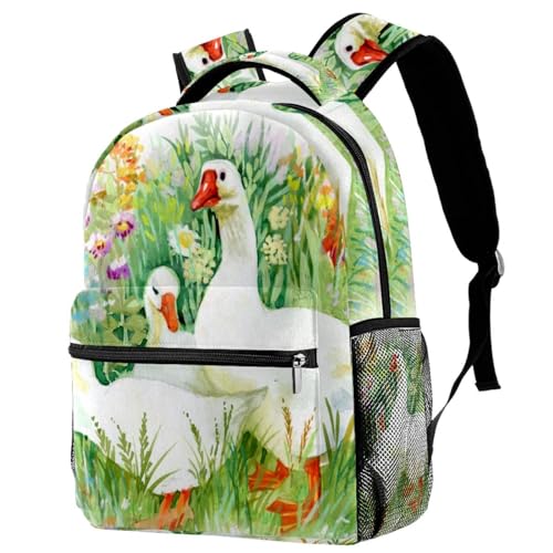 Sac à dos d'école oie de la ferme, sac de voyage décontracté multicolore pour ados