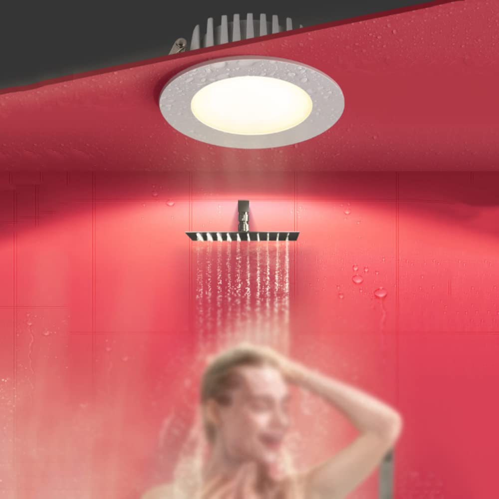 Paquete de 4 Luces empotradas de Techo con Panel empotrable LED, Resistente al Agua IP65, Luces empotradas Redondas para baño, Dormitorio, iluminación de Cocina, embellecedor antideslumbrante
