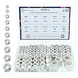 wwsurpluses 165 Pack SAE Hex Nuts Assortment Kit...