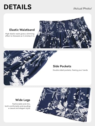 QIANXIZHAN Women's Boho Pants, Wide Leg High Waist Harem Pants Hippie Yoga Clothes with Pockets4