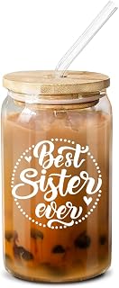 NewEleven Galentines Gifts For Sister From Sisters, Brother - Unique Birthday Present For Sisters, Sister In Law, Sibling, Bestie - 16 Oz Coffee Glass