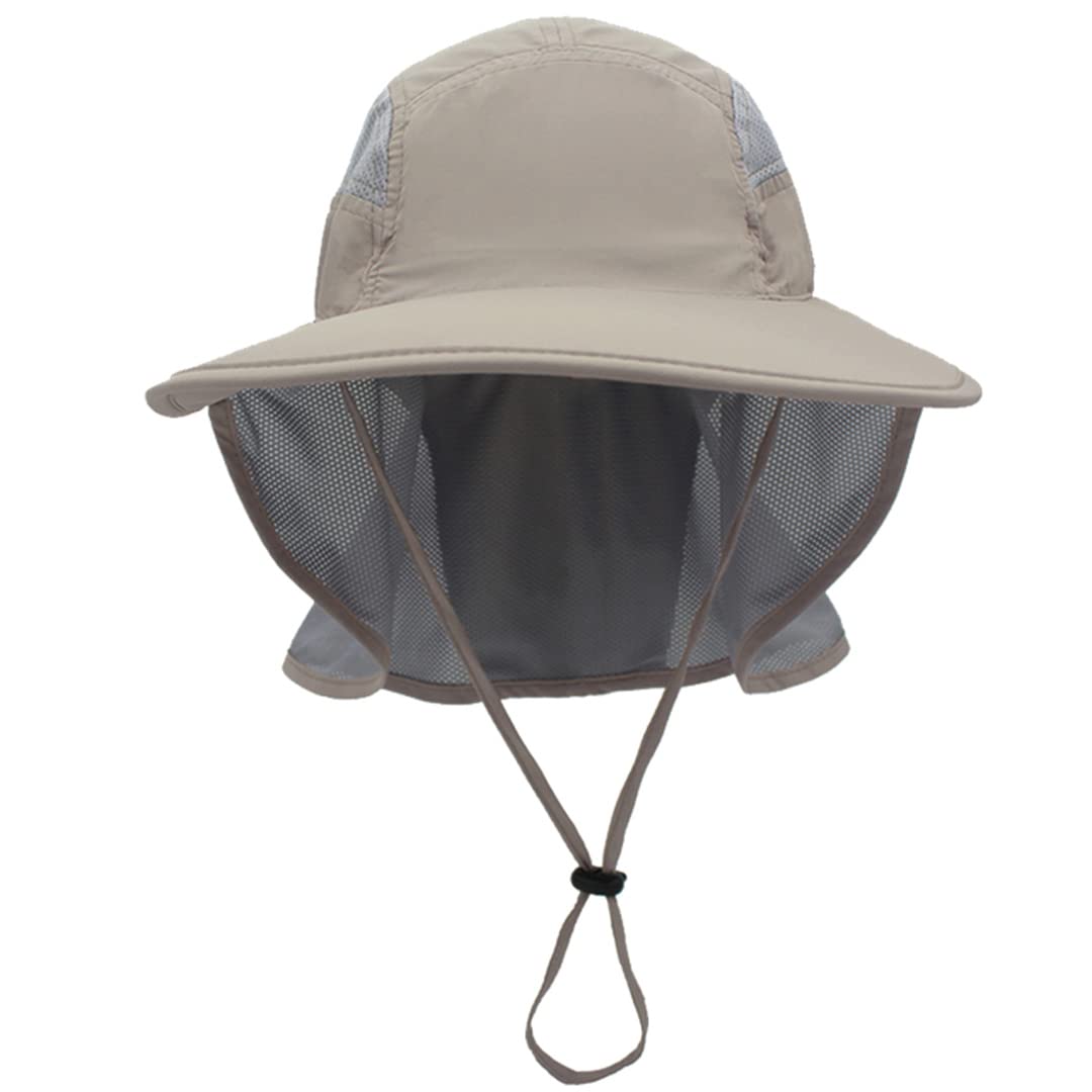 Cappello da Pescatore con Tesa Larga e Protezione Solare per Uomo con paranuca, Cappello da Sole Estivo per Equitazione e Caccia (Grigio Scuro, Taglia Unica)