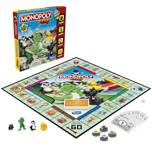 Monopoly Junior Game, Monopoly Board Game for Kids, Family Game for 2-4 Players
