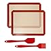 Produktbild d. Stil Backmatten, Silikon, 40 cm x 30 cm, 2-teilig, BPA-frei, antihaftbeschichtet, Leinwand, Backmatte + Bürste + Pfannenwender, Silikon, rot, 2 Tapis(40*30cm)+Brosse+Spatule