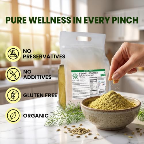 Image of Pure Tree Certified Organic Saunf Powder | 5 Kg / 5000 g | Fennel Seed Powder | Variyali, Sompu Powder | Gluten Free & Flavourful