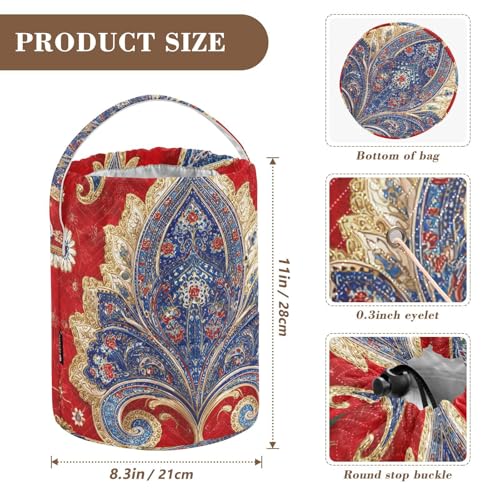Image of Tatenale Crochet Bag Yarn Bag Knitting Project Bag with Pockets and Handle Portable Yarn Storage Organizer Tangle Free 8.3x11 InchRed Vintage Paisley29