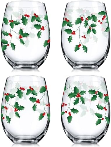 Celebrations By Mikasa Christmas Holiday Set Of 2 Stemless Wine Glasses 18 Fl Oz
