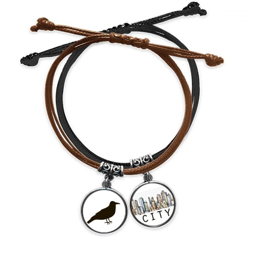 Bracelet corbeau noir mignon chaîne main ajustable en cuir pour éviter les bijoux trop grands
