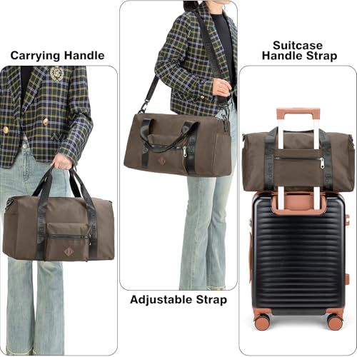 Image of For United Airline 17x10x9 Inches Personal Item Underseat Travel duffle bag, ports Tote Gym Bag,Shoulder Weekender Overnight Bag (Beige)