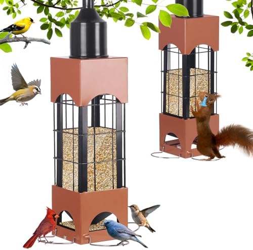 Squirrel Proof Bird Feeders for Outdoors, 5LB Metal Hanging Bird Feeders for Outside, Large Wild Feeders for Cardinals, Chickadees, Durable Backyard Feeders