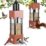 Squirrel Proof Bird Feeders for Outdoors with Weight-Activated, 5LB Metal Hanging Bird Feeders for Outside, Large Wild Feeders for Cardinals, Chickadees, Durable Backyard Feeders