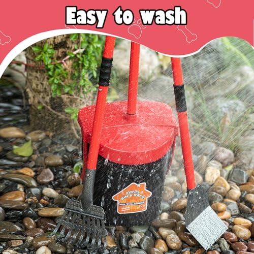 Image of HUZSV Dog Pooper Scooper With Bag Attachment,Heavy Duty Metal Rake&Spade Swivel Bin,NonBreakable Poop Scoop for Small Large Dogs,Includes 100 Waste Bag Odorless Design Easy to Use on Grass,Dirt,Gravel