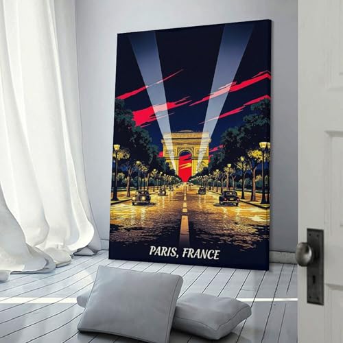 Tableau Arc de Triomphe nuit pour habiller un couloir vide