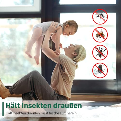 MLEJU Fliegengitter Fenster Magnet, DIY Insektenschutz Magnetfenster, Zuschneidbar bis 130 x 150 cm, Einfache Montage ohne Bohren, Magnet Rahmen für Fliegengitter Fenster, Glasfaser-Mesh(Graues Netz)