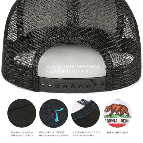Image of Adjustable State Flag Trucker Hat Mesh Baseball Cap with Embroidered Patch for Men Women