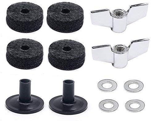 （12 Pieces）Cymbal Replacement Accessories Cymbal Felts Hi-Hat Clutch Felt Hi Hat Cup Felt Cymbal Sleeves with Base Wing Nuts and Cymbal Washer