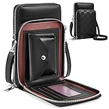 unisoul Handy Umhängetasche mit Münzen Tasche - Leder Damen Schultertasche Prägung Geldbörsen Klein Brieftasche Reisepass Handtaschen mit Kartenfächer Abnehmbar Schultergurt für Handy unter 6,9 Zoll