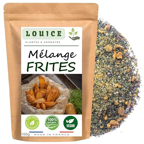 Mezcla de condimento para patatas fritas y patatas fritas 100 g – Especias naturales Sabor cúrcuma, ajo & hierbas – Ideal para patatas fritas caseras, cuñas y patatas al horno – Bolsa de encogimiento