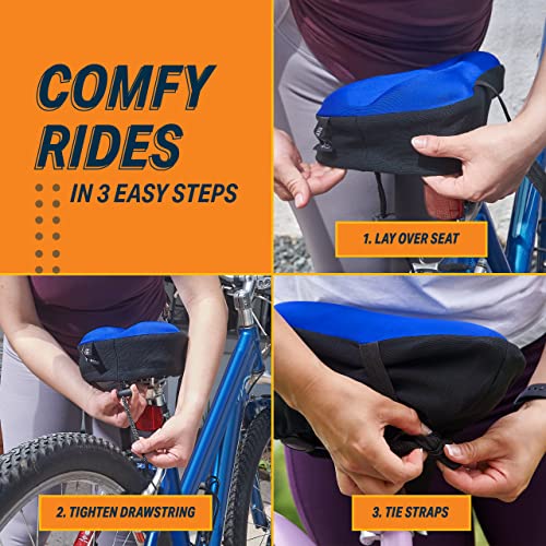 Bikeroo Bike Seat Cushion 11In X 7In Padded Gel Bike Seat Cover, Compatible With Peloton, Adjustable For Men & Womens Comfort On Stationary Exercise And Universal Bicycle Seats (Blue) #TOP5