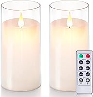 Vista 1 de 5plots Velas LED de Pilar con Efecto Radiante sin Llama Parpadeantes de Color Blanco Puro de 3" x 6" con Carcasa Transparente, de Vidrio Irrompible