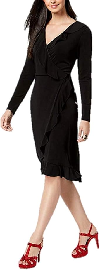 Amazon.com: Thalia Sodi - Vestido de manga larga con volantes (talla L),  color negro : Ropa, Zapatos y Joyería