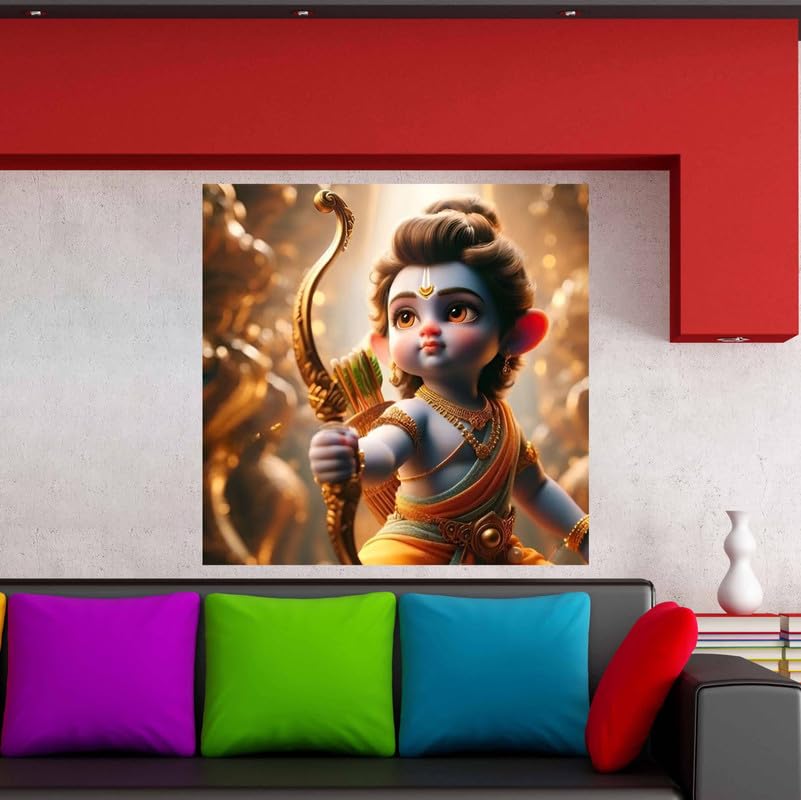 Image of British Terminal Cute little Bal Gopal Baby God Krishna| Kanha Ji | Laddu Lord Makhan Chor Painting Religious Poster for Pregnant Women for wall (matt thin vinyl,sticker,multicolor,unframed)| bj216