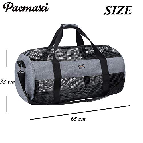 Pacmaxi Mesh Diving Duffel Bag, Collapsible Large Beach Bags And Totes With Zipper, Diving And Snorkeling Gear & Equipment Tote Holds Mask, Fins, Snorkel. #TOP4