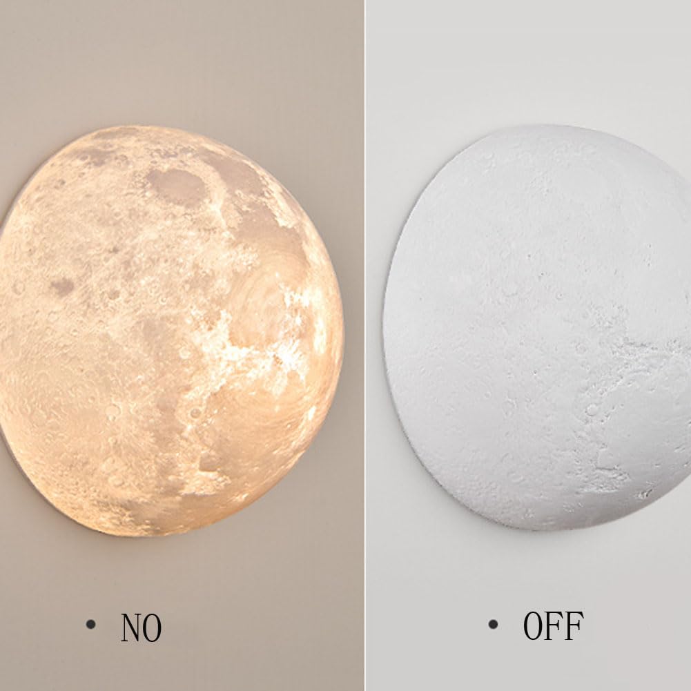 LED Luna Lámpara de Pared Aplique de Interior Luna Redonda Acrílico Globo Luz de Techo 3D Impreso Luna Lámpara de Techo Deco Planeta Luz de Pared para Dormitorio Restaurante 25/30 (cm),30CM