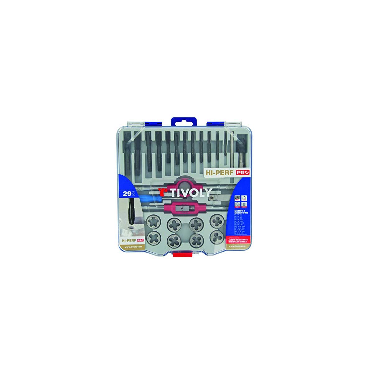 Tivoly 11900870017 MTF29 - Maletín con 29 brocas DIN 352 Gun + 12 brocas HSS + 4 accesorios M3 a M12