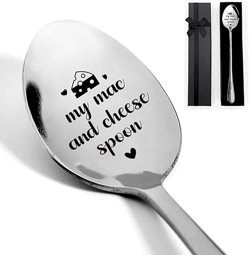 XIKAINUO My Mac and Cheese Spoon - Cuchara grabada de acero inoxidable para amantes de la pasta y los amantes de la comida, divertida cuchara de