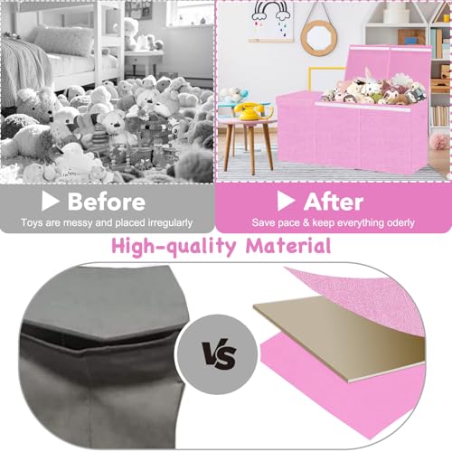 Extra Large Toy Box Chest for Girls, Collapsible Kids Toy Storage Organizer Boxes Bins Baskets, Storage for Livingroom,Playroom,Closet 35.8"x12.6"x16"(Pink) - Image 5