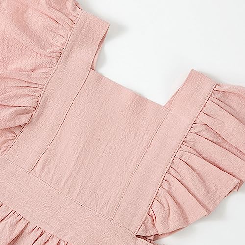 Toddler Girls Flutter Sleeve Pleated Dress Square Neck Solid Fancy Elegant Dresses Baby Kids Formal Dance Clothes2