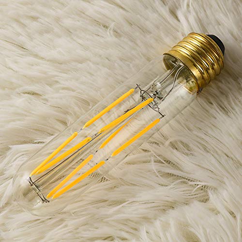 Xininsun T10 Led Bulb, 8W Dimmable Led Tubular Bulbs, 75-100 Watt Equivalent,850Lm, Clear Glass, E26 Base Lamp Bulb, For Cabinet Display Cabinet Etc. (2700K Warm White, 6-Pack) #TOP7
