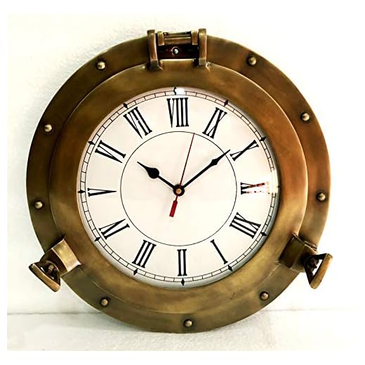 Antique Marine Brass Ship Porthole Clock Nautical Wall Clock Home Decorative (12" inches)
