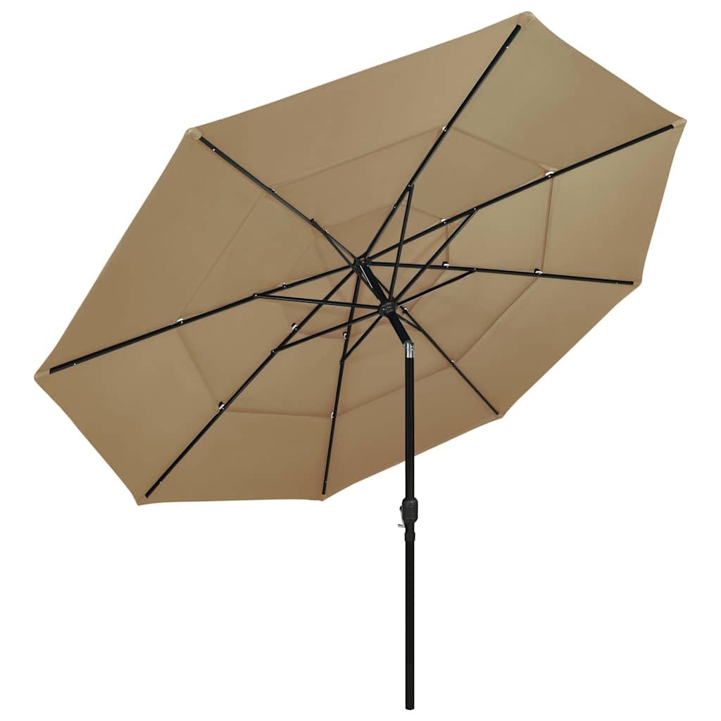 Ombrellone a Livelli con Palo in Alluminio Antracite Metri per Giardino, Patio e Balcone con Manovella, Inclinabile, Pieghevole e Supporto Antivento