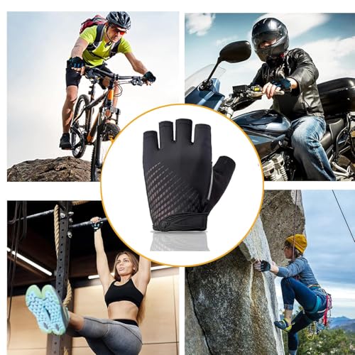 Image of UROCK Microfiber Breathable Cycling Gloves for Men & Women, Half Finger Cycling Gloves, Perfect Bike Riding Gloves, Sports Gym Gloves (Black, L)