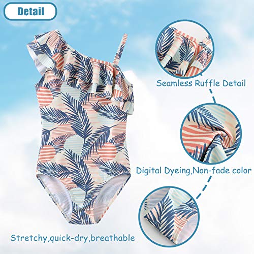 Image of Girls One Piece Swimsuits Hawaiian Ruffle Swimwear Kids Summer Bathing Suit 3-14 Years