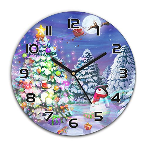 Horloge murale Noël cuisine moderne pendule verre silencieuse - 2