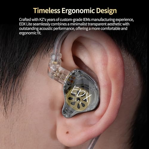 CCA KZ EDX LITE In-Ear-Monitor, Super-Linearer Dynamischer Treiber, IEM-Ohrhörer, Tiefer Bassklang, In-Ear-Kopfhörer mit abnehmbarem Kabel, für Audiophile, DJs und Sänger