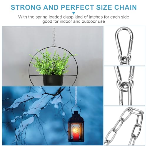 image for Syocsek 2 Pack Gate Chain Lock for Outdoor Fence with Carabiner, 5/32 