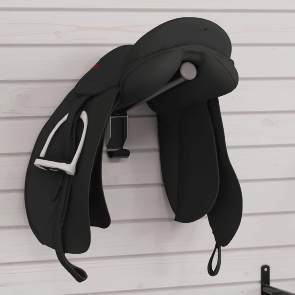 vidaXL Soporte de Silla Montura de Pared Plegable Hierro Negro, portasillas de Montar, Soporte para Silla de Montar, Soporte para Silla de Montar portátil