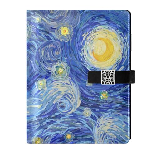 SAMAU システム手帳 おしゃれ a5 6穴 星柄 ゴッホ 絵画 メモ帳 文房具 ビジネス手帳 オフィス用品 ギフト ルーズリーフ バインダー カード収納 進学 プレゼント 贈り物