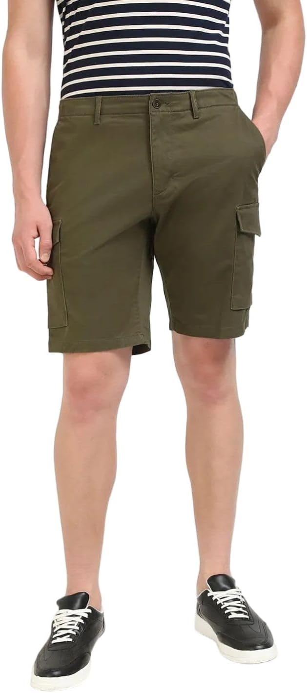 Relaxed Fit Solid High Rise Shorts